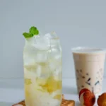 lychee jelly with iced green tea