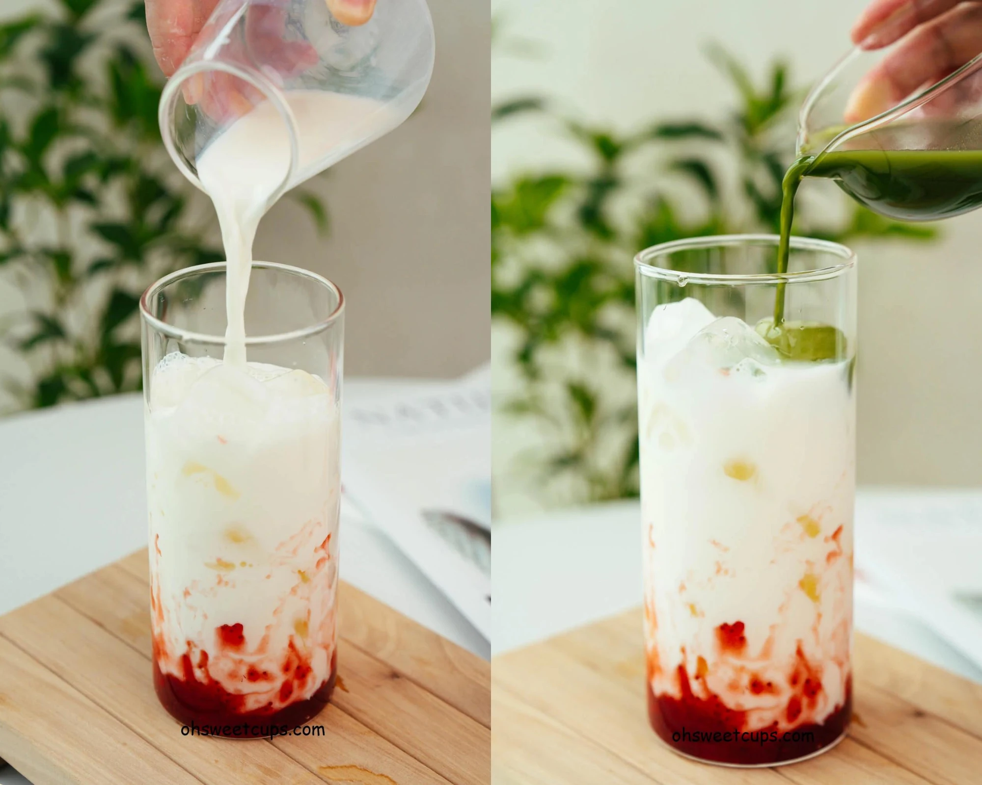 Strawberry Matcha Latte | ohsweetcups.com
